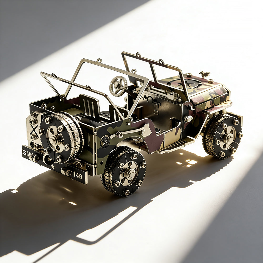DIY metal military vehicle model jeep kit for adults display