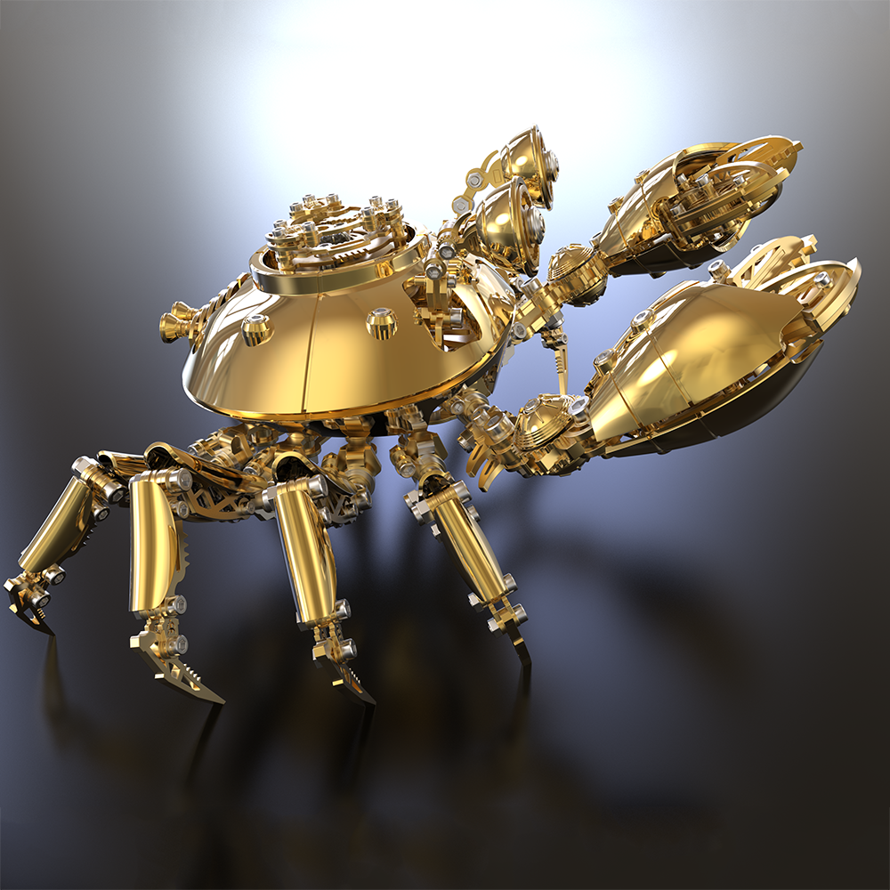 3D Golden Metal Mechanical Crab Puzzle Model Kit — Perfect for Gifts & Collecting