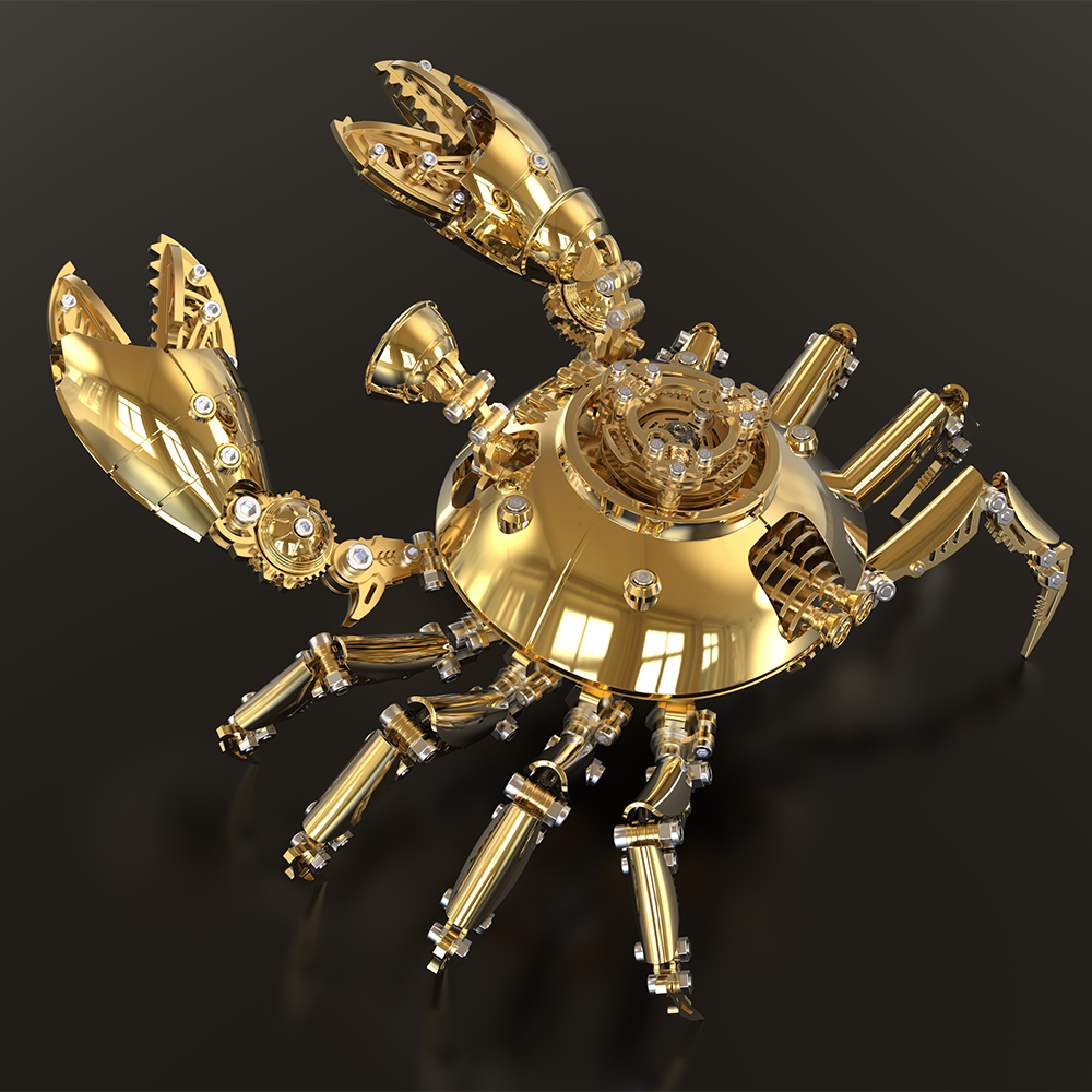 3D Golden Metal Mechanical Crab Puzzle Model Kit — Perfect for Gifts & Collecting