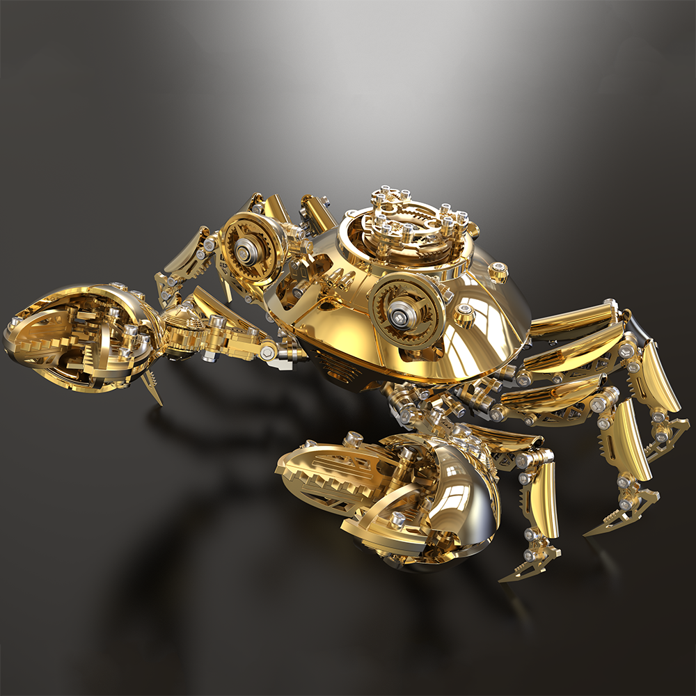 3D Golden Metal Mechanical Crab Puzzle Model Kit — Perfect for Gifts & Collecting