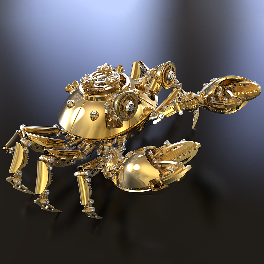 3D Golden Metal Mechanical Crab Puzzle Model Kit — Perfect for Gifts & Collecting