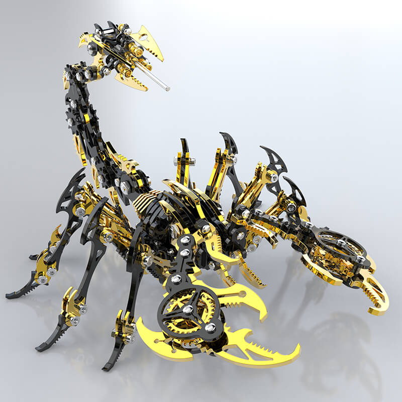 Load image into Gallery viewer, Metalkitor-3d-scorpion-black-gold-metal-puzzle-model-colorful-kit
