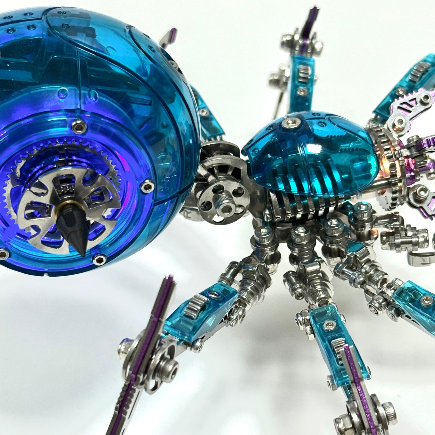 Cyberpunk Metal Mechanical Mecha Blue Battle Spider Model Building Kit for Adults