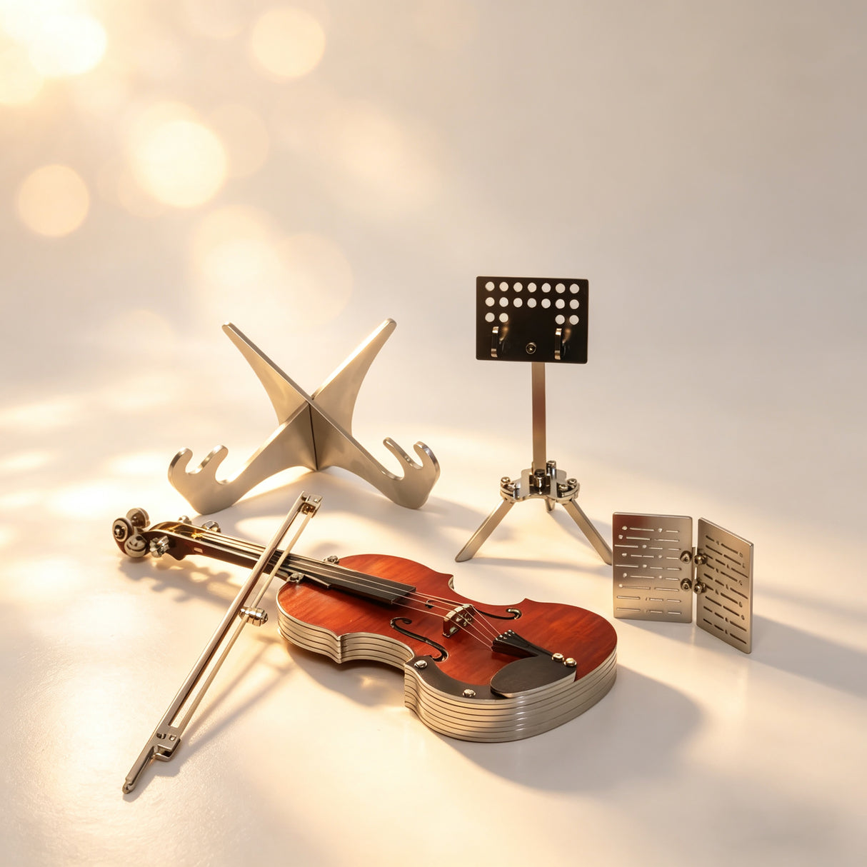 DIY 3D Metal Violin Model Kit Elegant Miniature Violin Puzzle