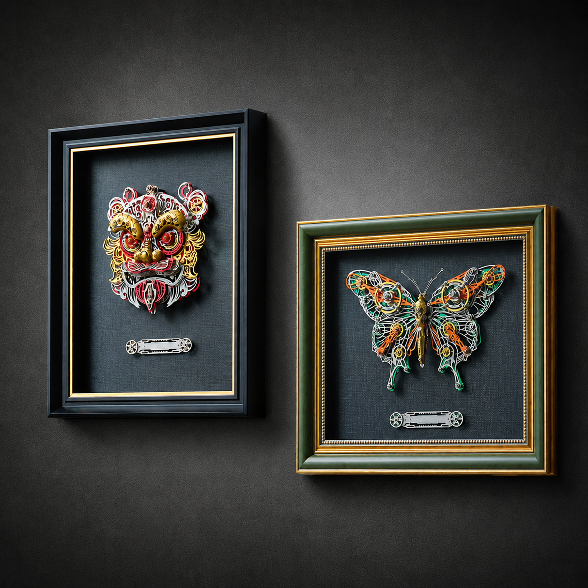 Mechanical Butterfly 3D Metal Puzzle Model Kit with Wooden Frame – DIY Framed Metal Wall Art for Adults