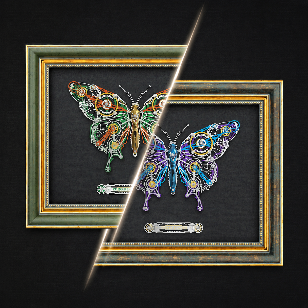 Mechanical Butterfly 3D Metal Puzzle Model Kit with Wooden Frame – DIY Framed Metal Wall Art for Adults