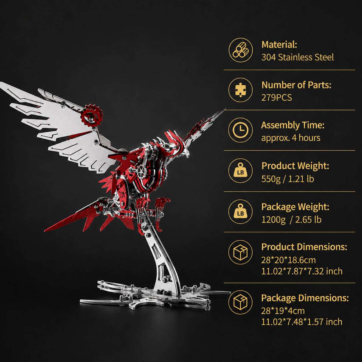 Mechanical Falcon Predator Metal Model Kit