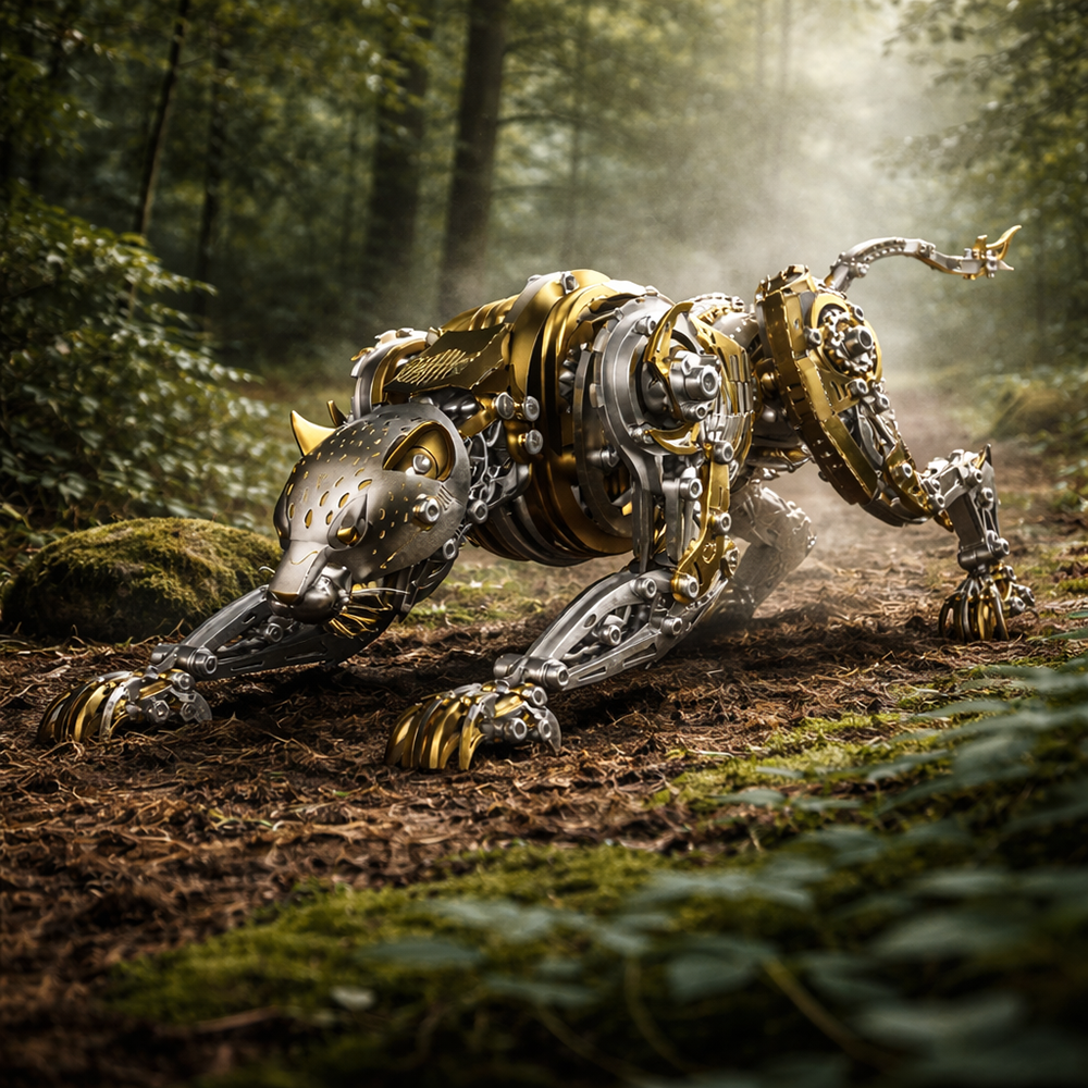 Mechanical Panther 3D Metal Puzzle Kit DIY Articulated Leopard Model for Adults and Kids