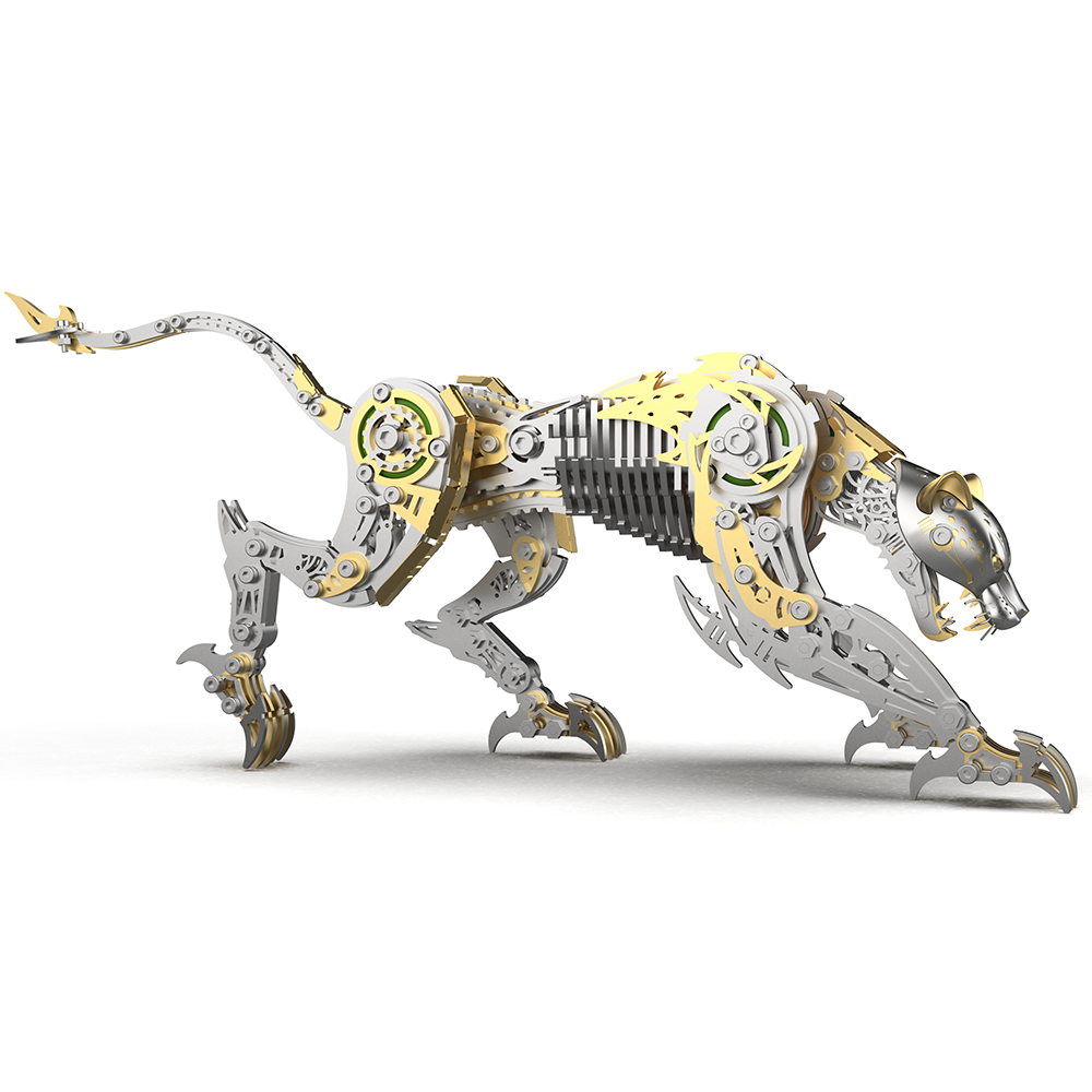 Mechanical Panther 3D Metal Puzzle Kit DIY Articulated Leopard Model for Adults and Kids