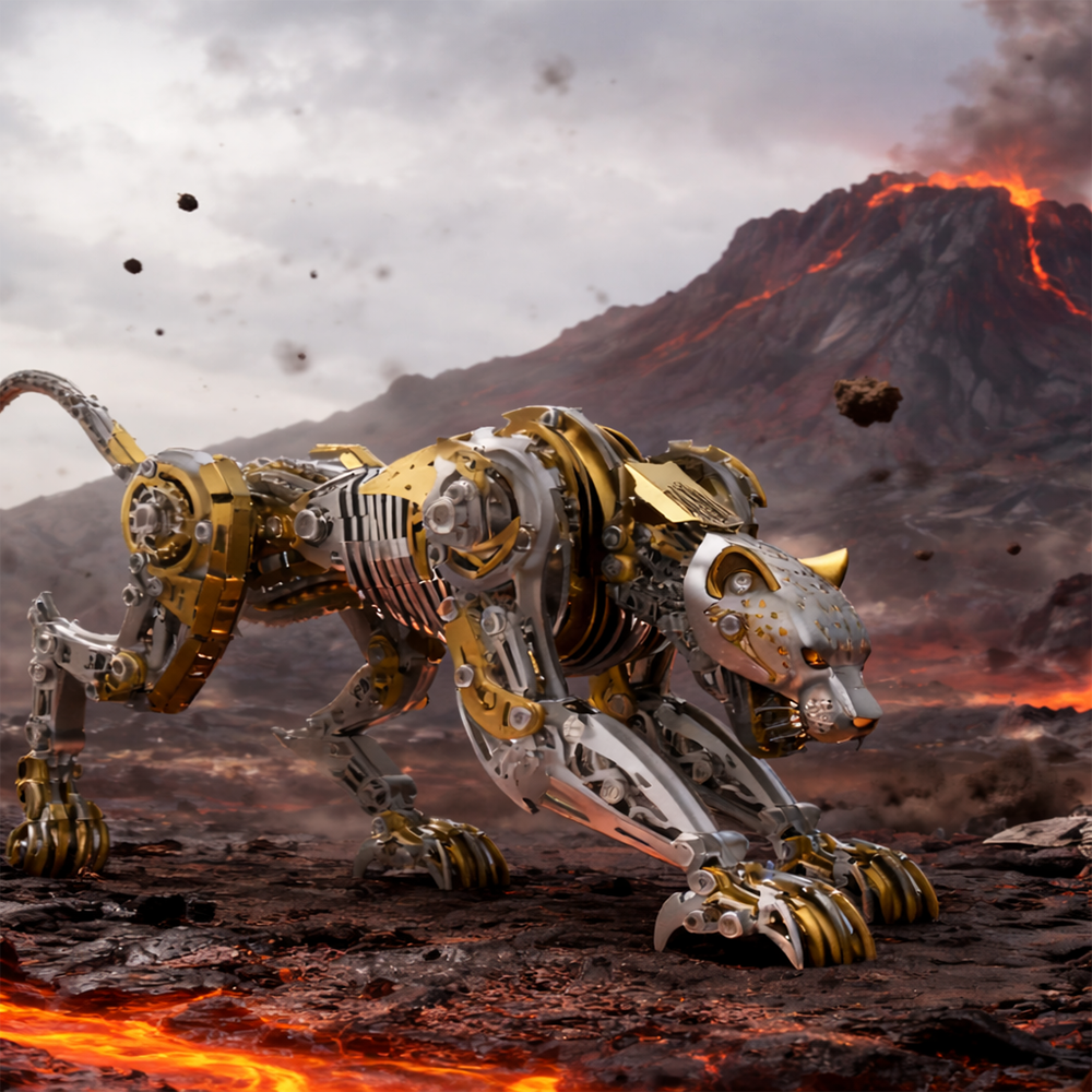 Mechanical Panther 3D Metal Puzzle Kit DIY Articulated Leopard Model for Adults and Kids