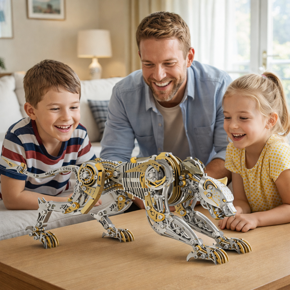 Mechanical Panther 3D Metal Puzzle Kit DIY Articulated Leopard Model for Adults and Kids
