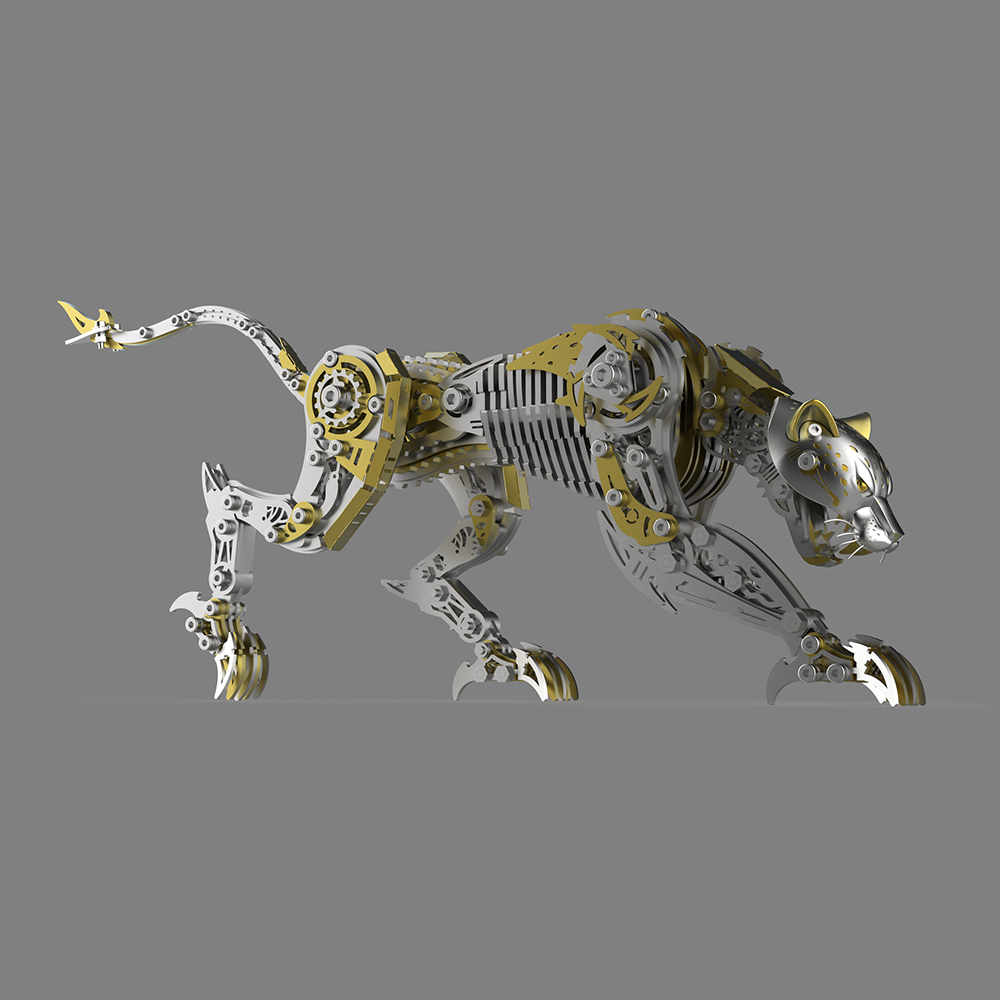 Mechanical Panther 3D Metal Puzzle Kit DIY Articulated Leopard Model for Adults and Kids