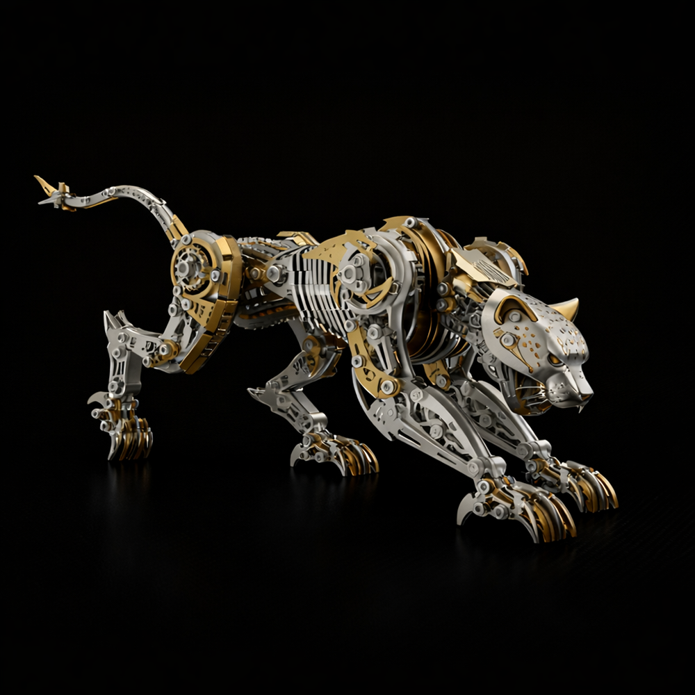 Mechanical Panther 3D Metal Puzzle Kit DIY Articulated Leopard Model for Adults and Kids