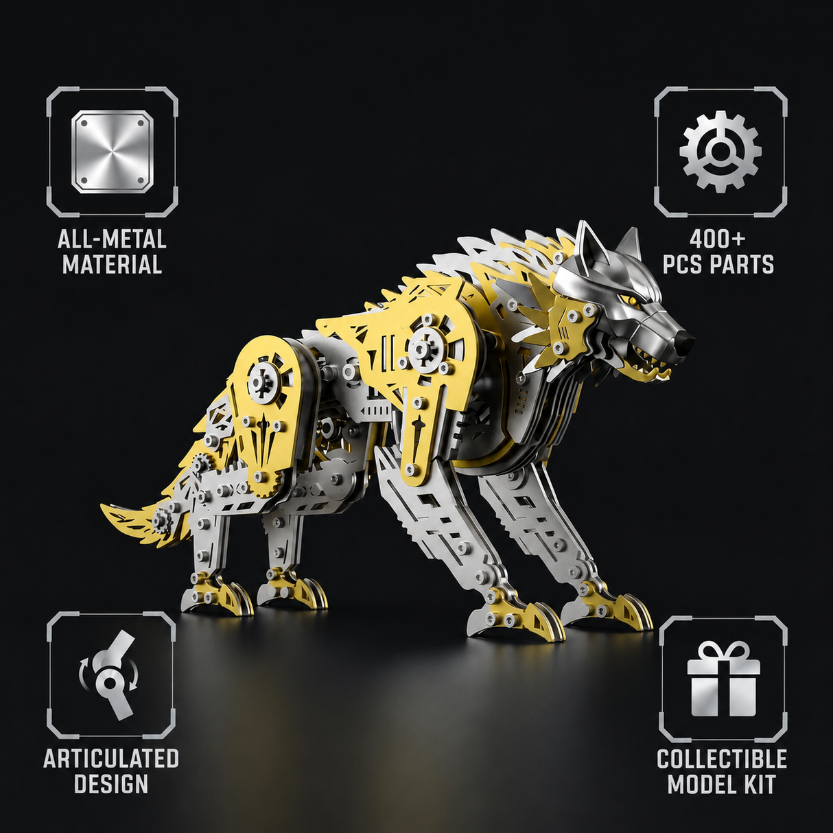Mechanical Wolf 3D Metal Model Kit DIY Articulated Puzzle for Adults and Kids