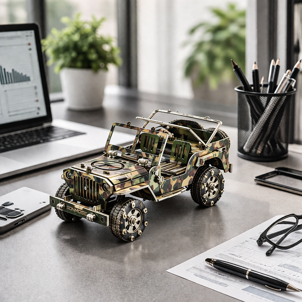 Military Jeep 3D Metal Model Kit DIY Camouflage Off-Road Vehicle
