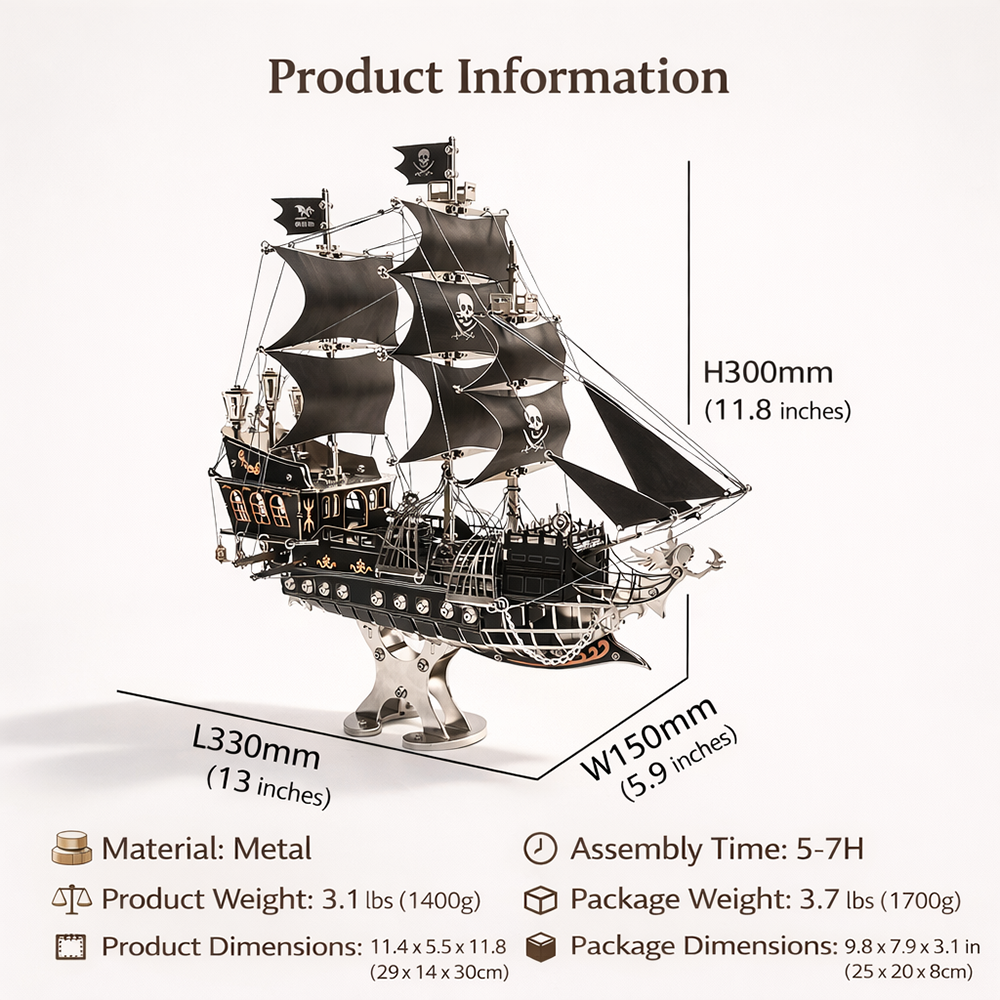 Pirate Ship 3D Metal Model Kit DIY Mechanical Sailing Masterpiece