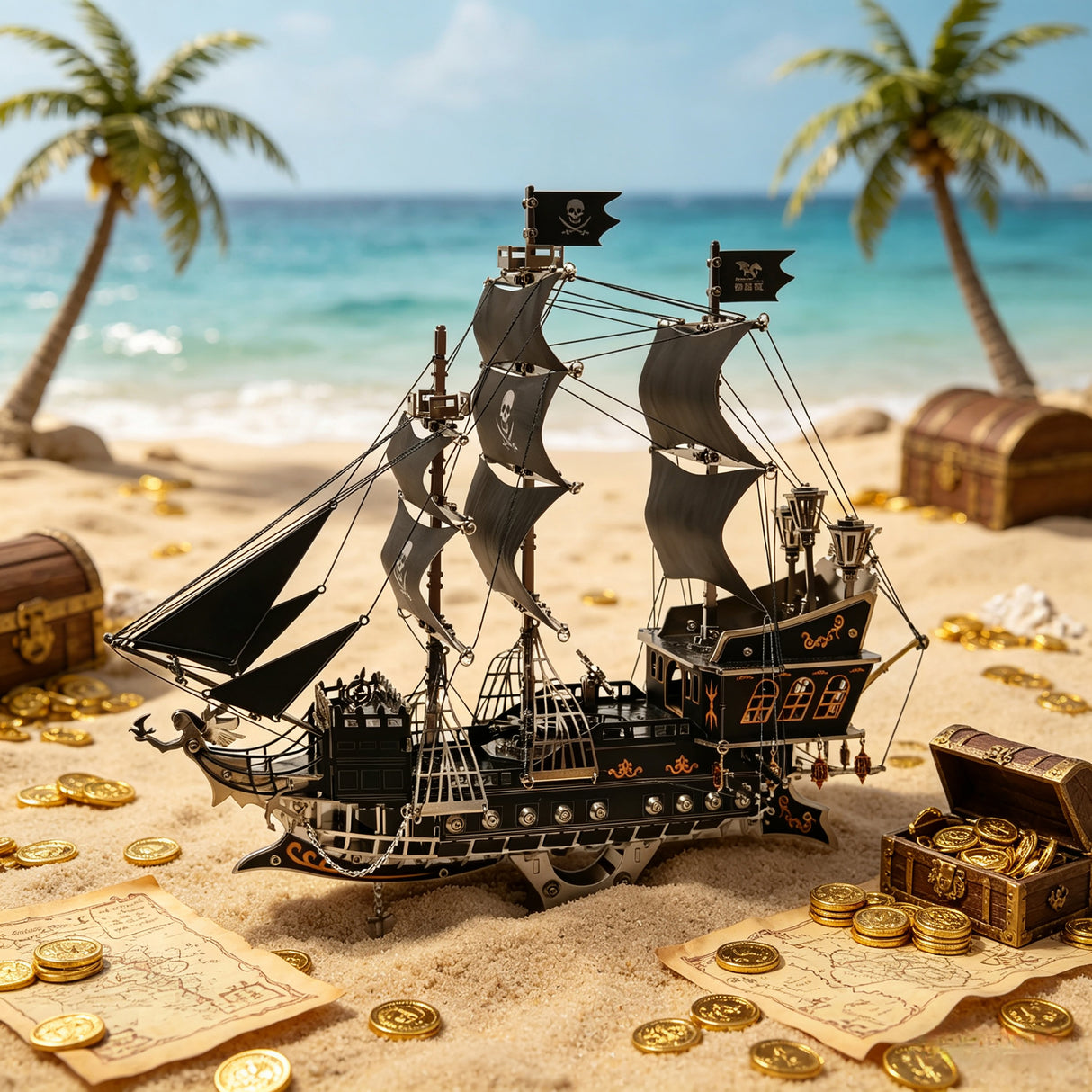 Pirate Ship 3D Metal Model Kit DIY Mechanical Sailing Masterpiece