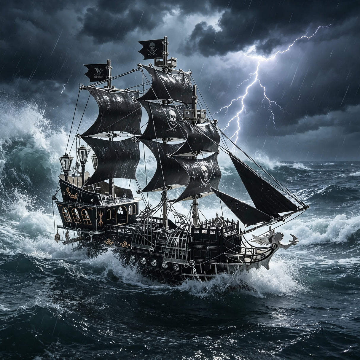 Pirate Ship 3D Metal Model Kit DIY Mechanical Sailing Masterpiece