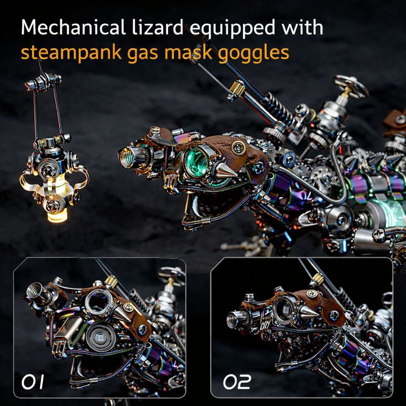 Steampunk Mechanical Chameleon 3D Metal Puzzle Model Kit for Adults