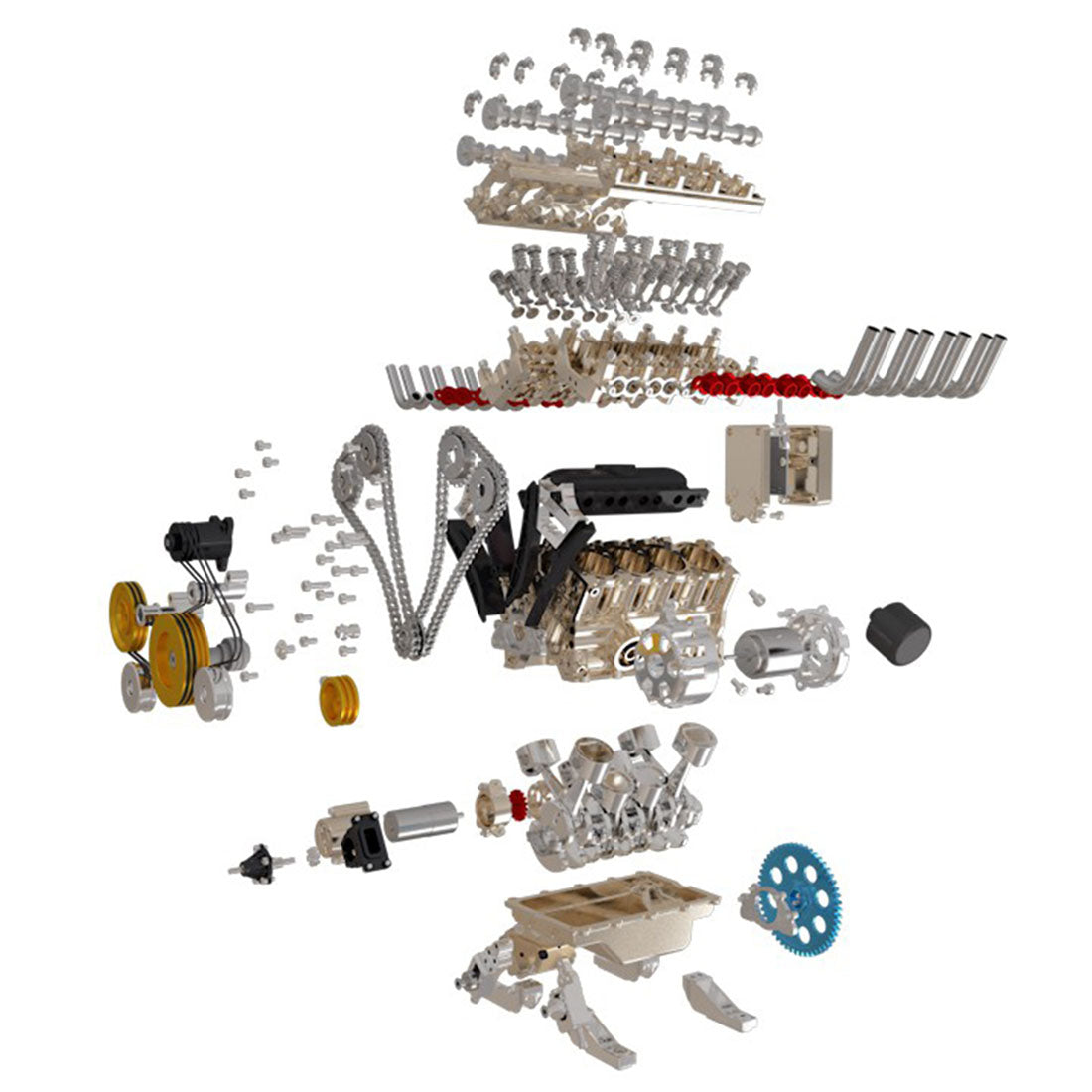 v8 engine 3d metal mechanical science experiment 500 piece model kit