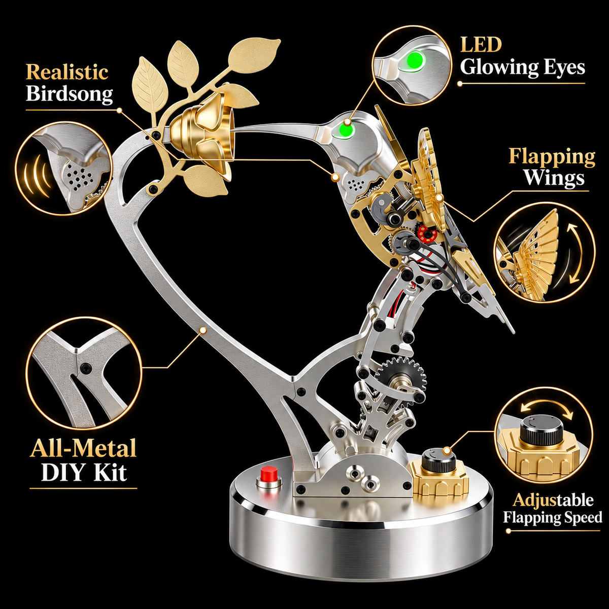 Biomimetic mechanical hummingbird inspired by hovering and flower-feeding behavior