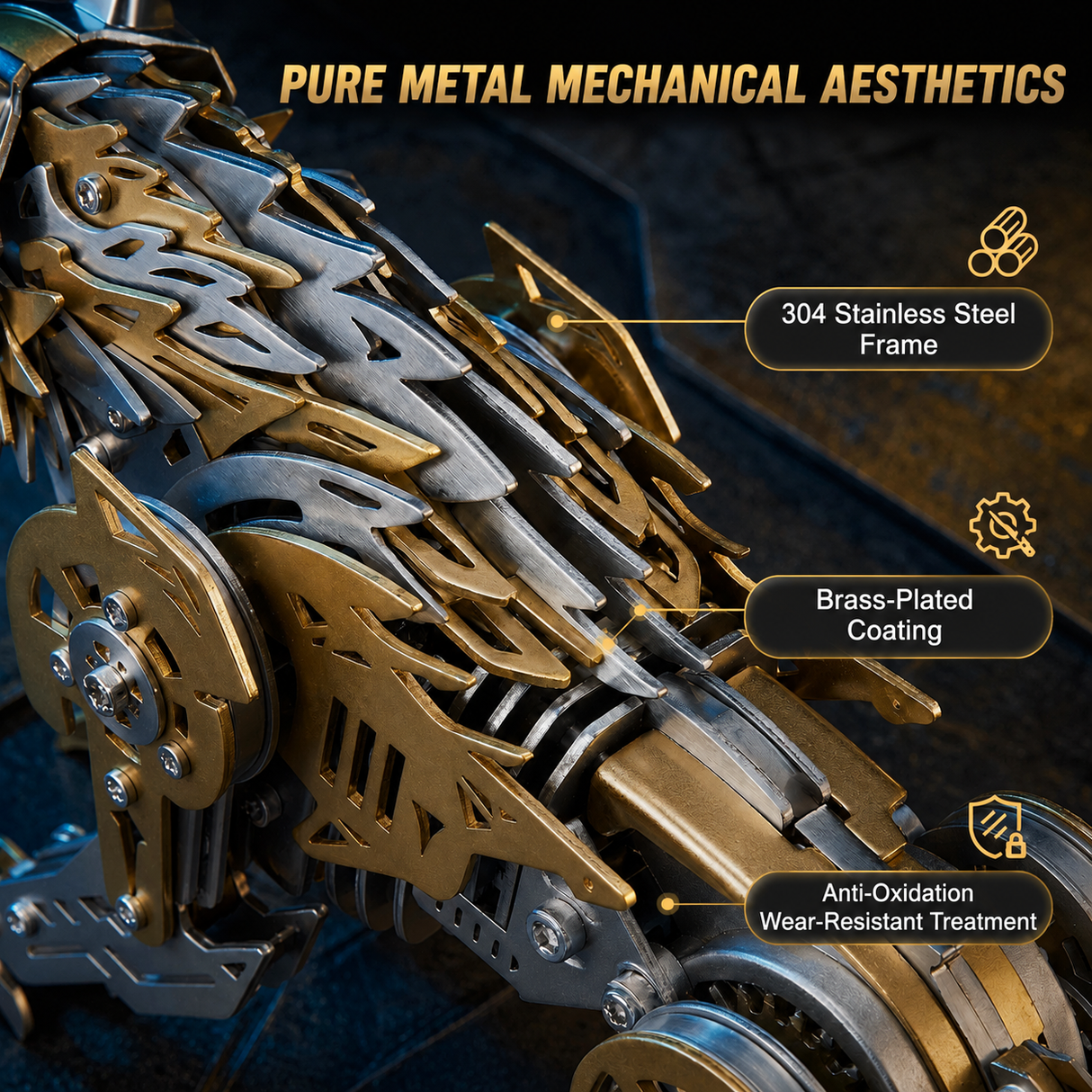 Mechanical Wolf 3D Metal Model Kit DIY Articulated Puzzle for Adults and Kids