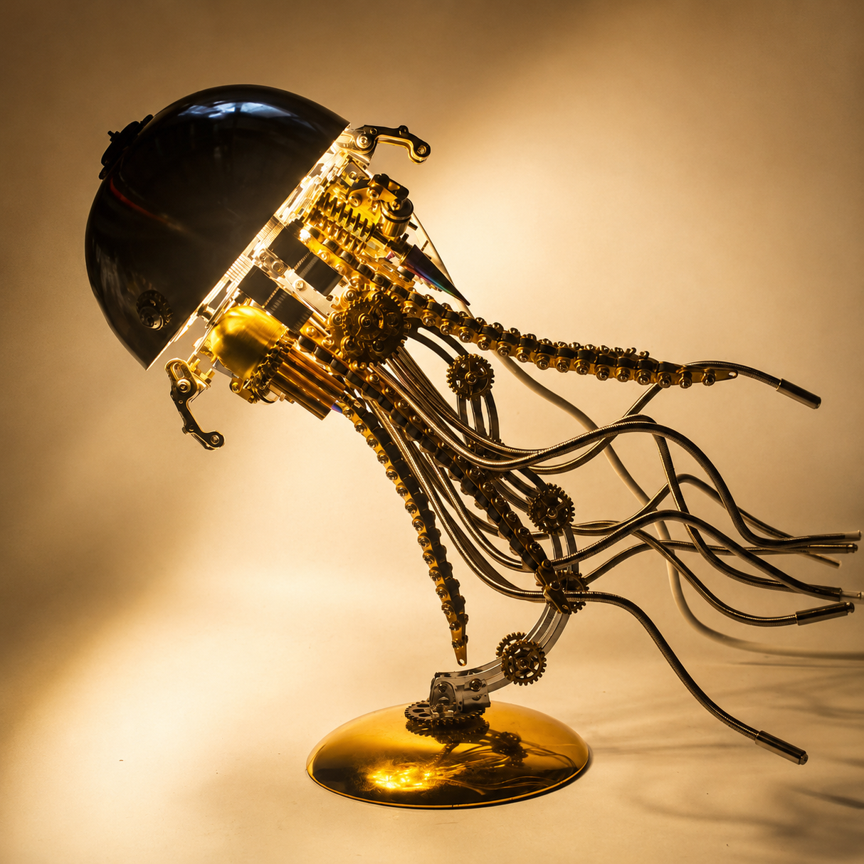 Steampunk Mechanical Jellyfish Metal Model Kit with LED Light