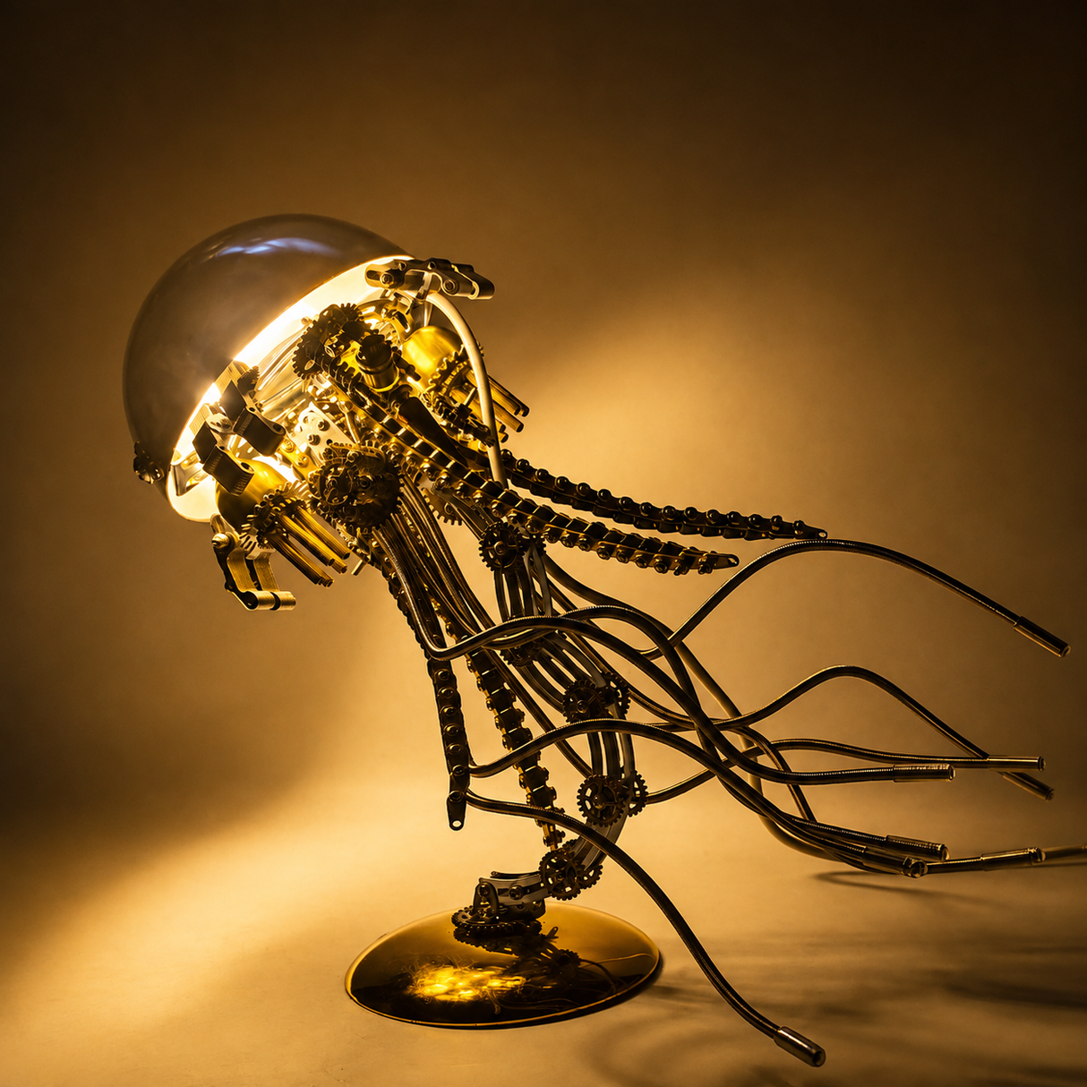 Steampunk Mechanical Jellyfish Metal Model Kit with LED Light