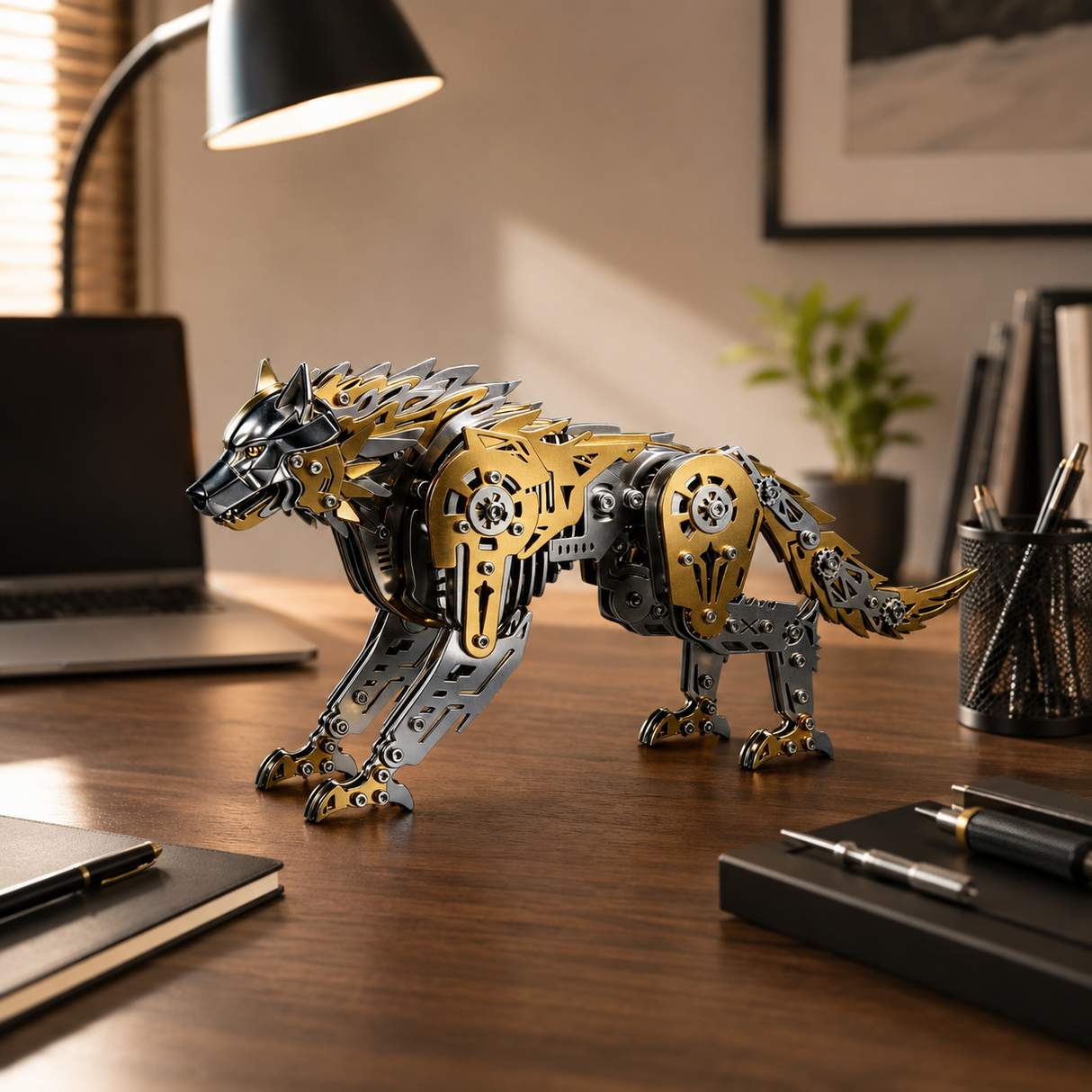 mechanical-wolf-metal-model-kit-office-desk-display