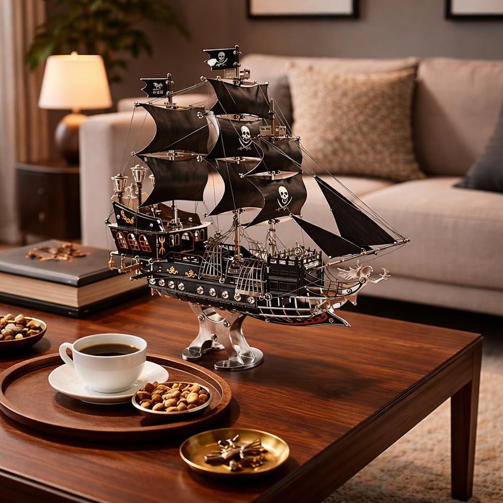 pirate-ship-model-on-living-room-table