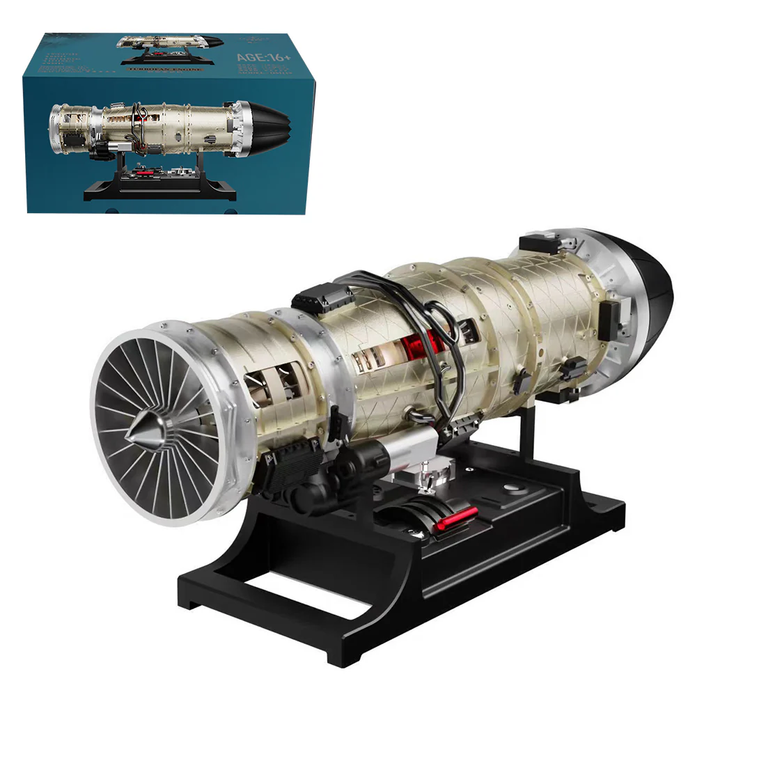 Teching 1:10 Scale Working Turbojet Engine Model Kit – Full Metal DIY Aircraft Turbine Engine for Adults