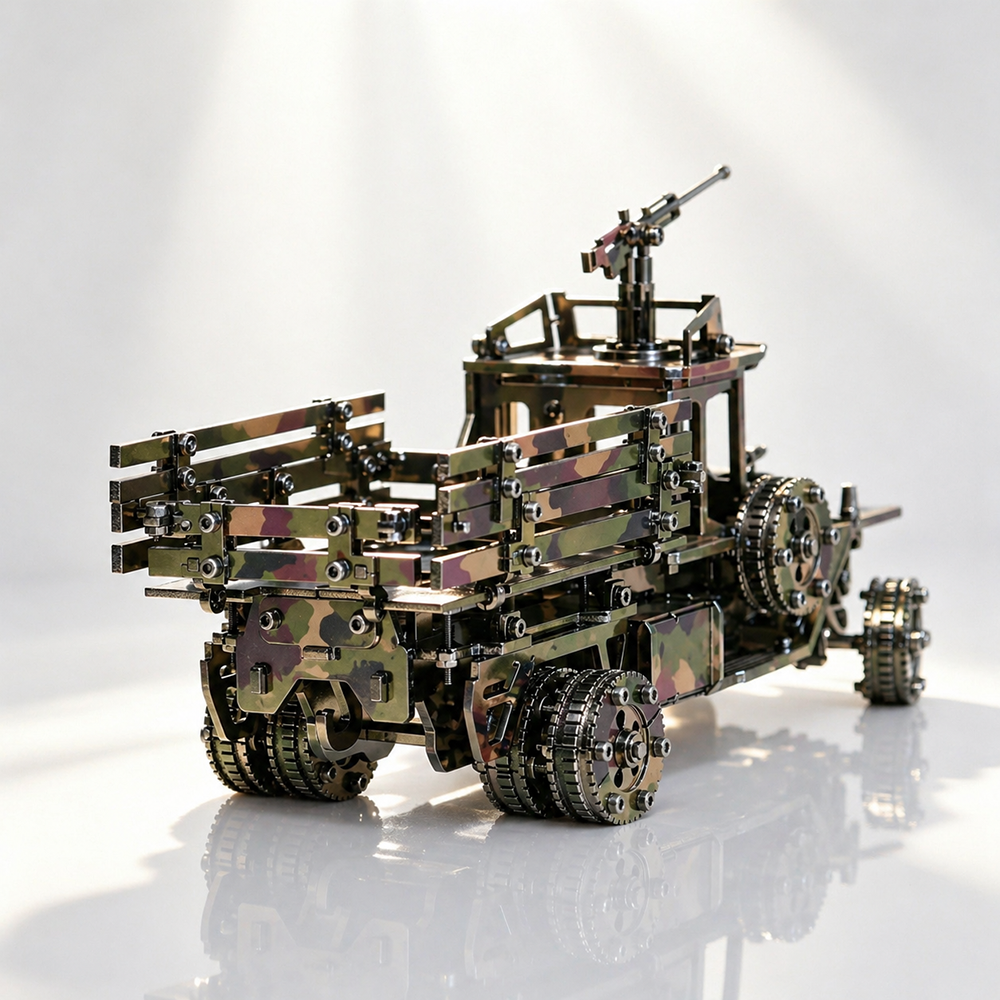 3D Metal Mechanical Military Truck Model Kit for Adults Camouflage DIY Assembly Puzzle