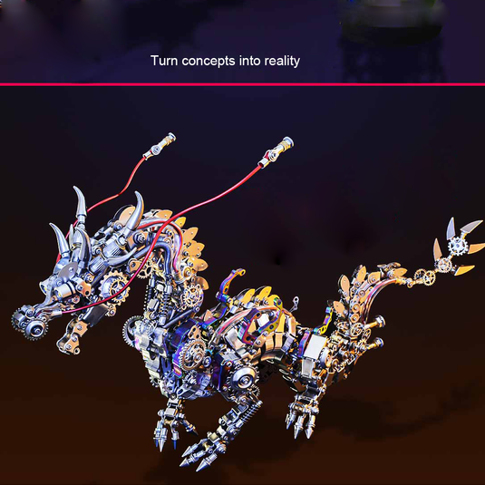 1300PCS 3D Metal DIY Realistic Chinese Dragon Model Kit Ancient Mythical Beasts