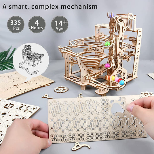 335PCS 3D Wooden Puzzle Marble Run Chain Model Kit Creative Gift