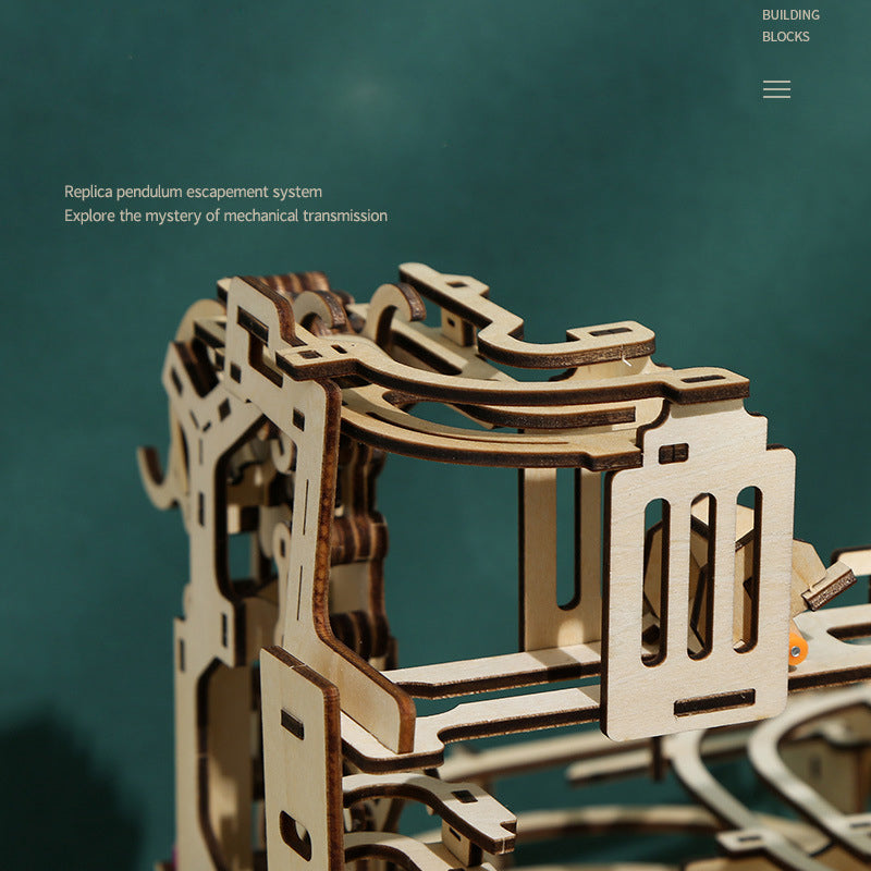 335PCS 3D Wooden Puzzle Marble Run Chain Model Kit Creative Gift