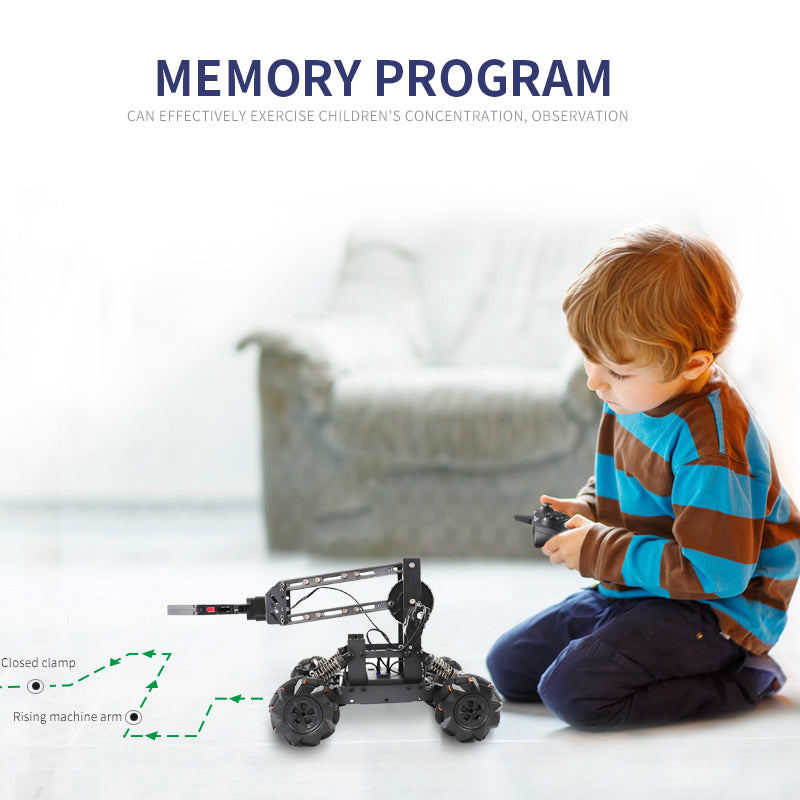 3D Alloy remote control multi-function four-wheel drive construction vehicle DIY assembly manipulator + forklift