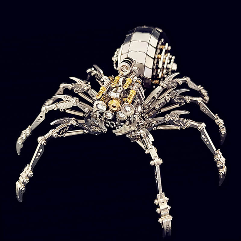 3D metal mechanical spider with colored lights rotatable puzzle model kit