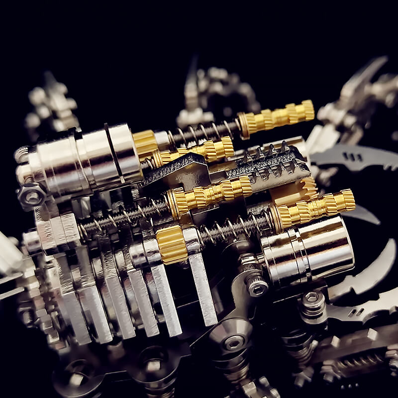 3D metal mechanical spider with colored lights rotatable puzzle model kit