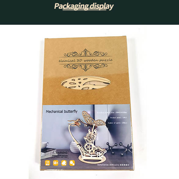 3D houten doe -het -zelf mechanisch puzzel vlindermodel kerstcadeau