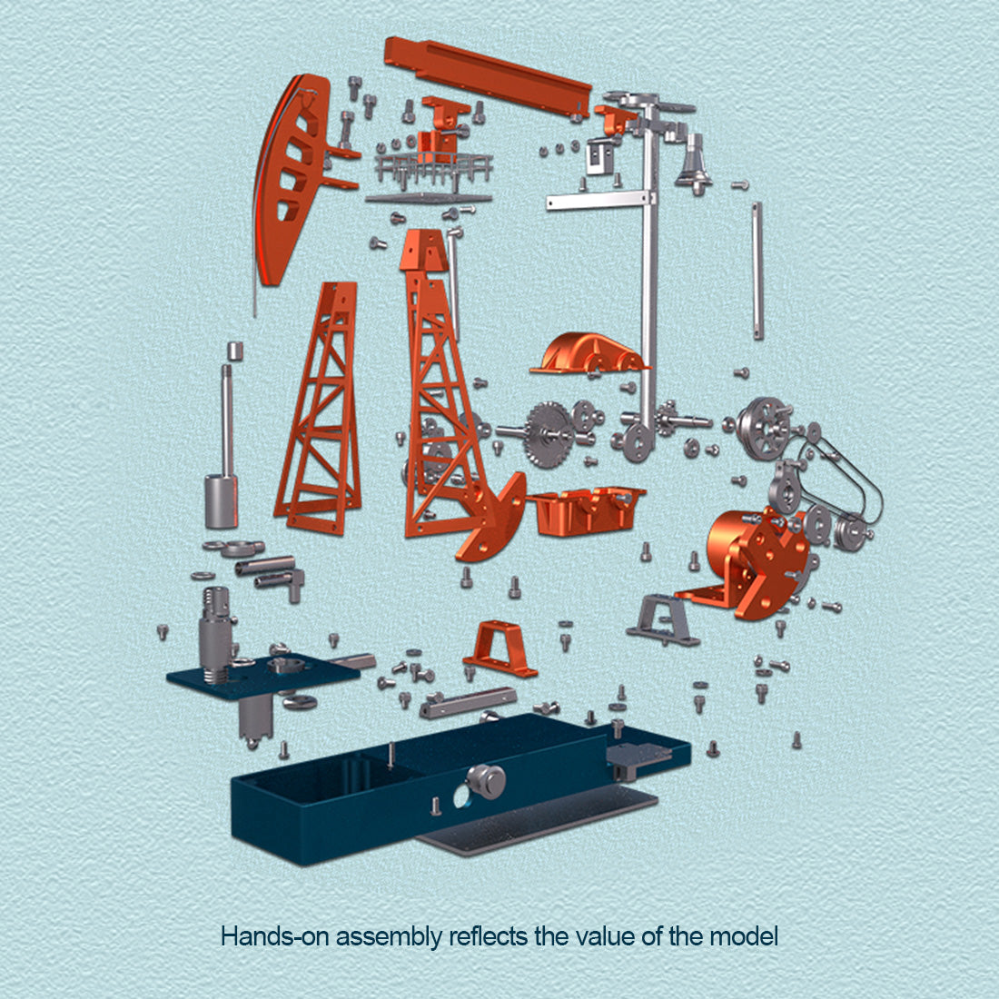 Bauen Sie einen Pumpjack, der 3D -Pumpeneinheiten Modellgebäude Kit 219pcs arbeitet