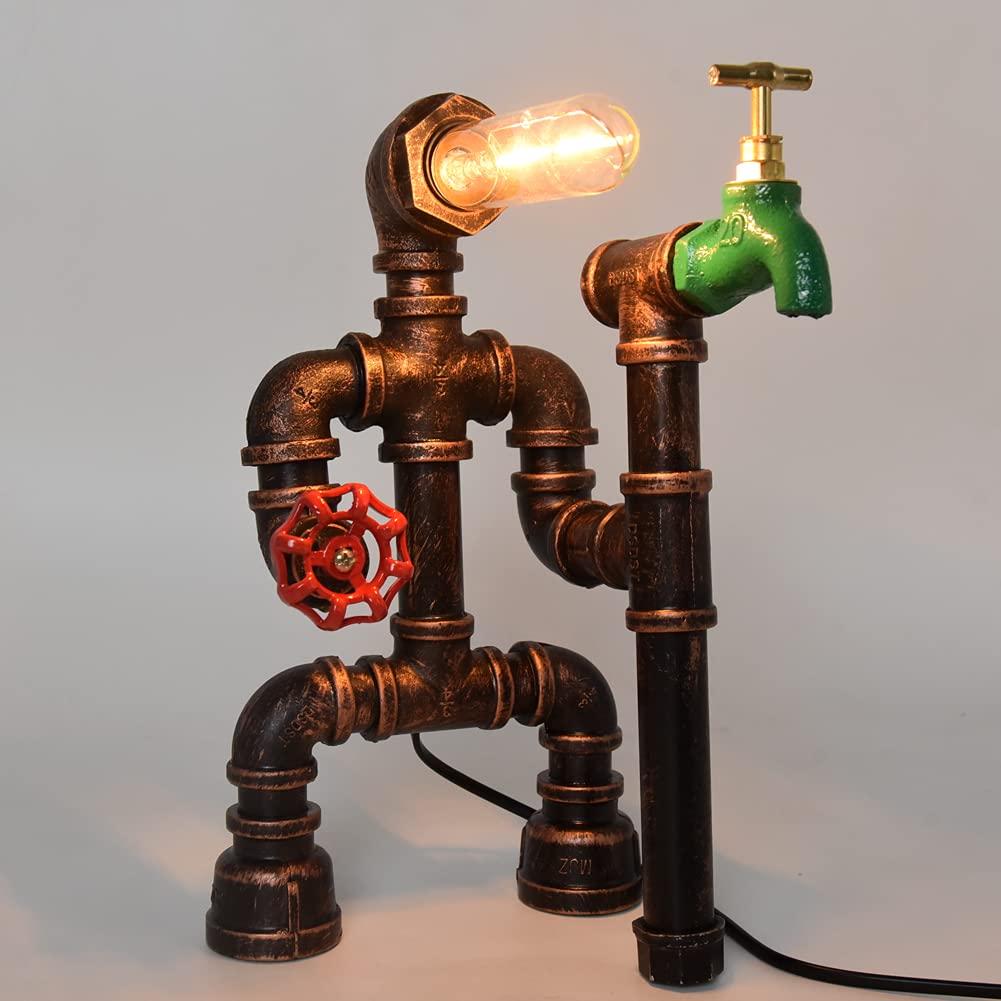 Steampunk Desktop Metal Desk Lamp Water Pipe Table Vintage Table Lamp