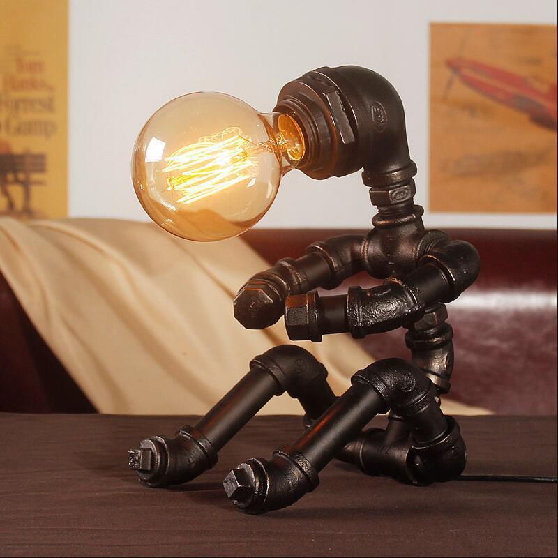 Steampunk water tube table lamp for study bar bedroom decoration