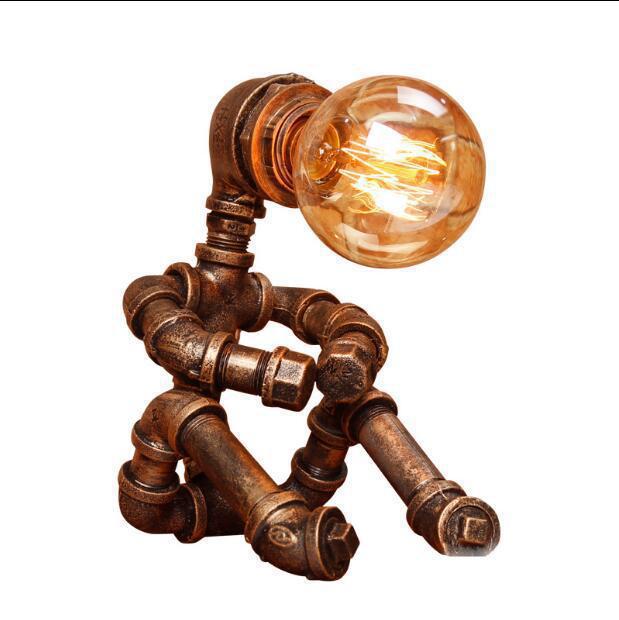 Steampunk water tube table lamp for study bar bedroom decoration
