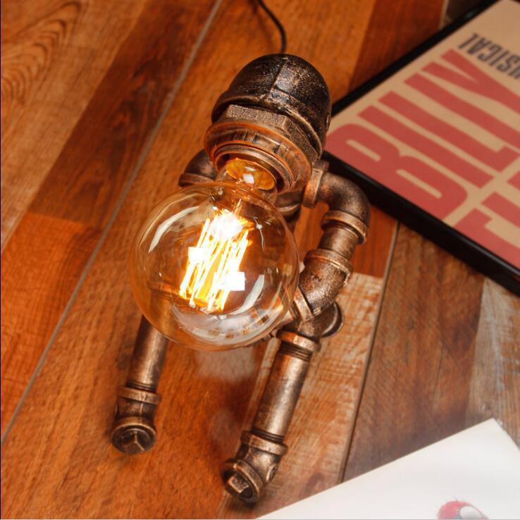Steampunk water tube table lamp for study bar bedroom decoration