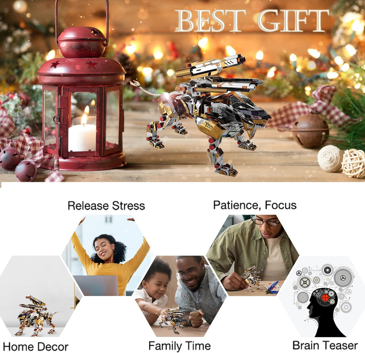 3D Metal Mechanical Roaring LionModel Kits DIY Art Craft