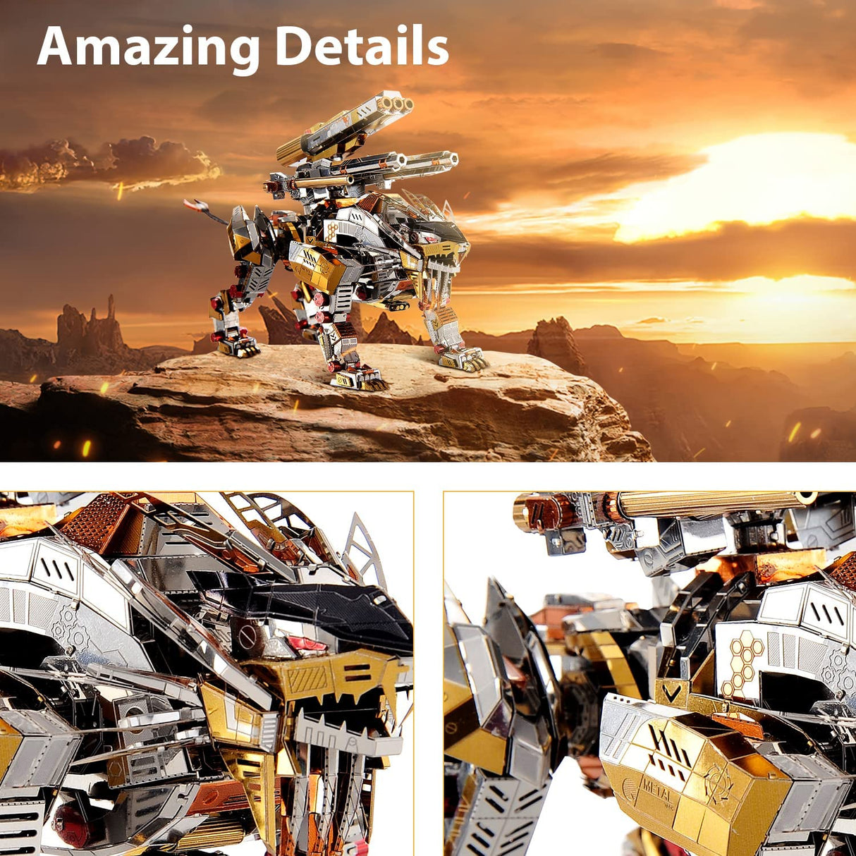 3D Metal Mechanical Roaring LionModel Kits DIY Art Craft