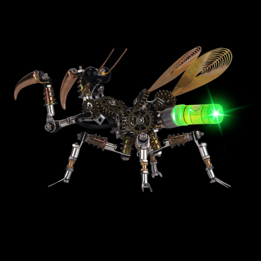 300 stks+ Steampunk Mantis Metal Diy Insect Model Kits met kleurrijk licht