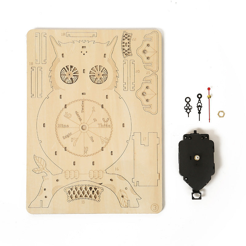 3D DIY Model Kit Owl Skeleton Mechanical Pendulum Clock