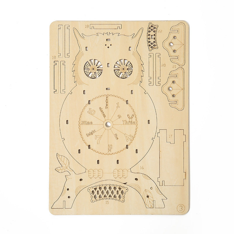 3D DIY Model Kit Owl Skeleton Mechanical Pendulum Clock