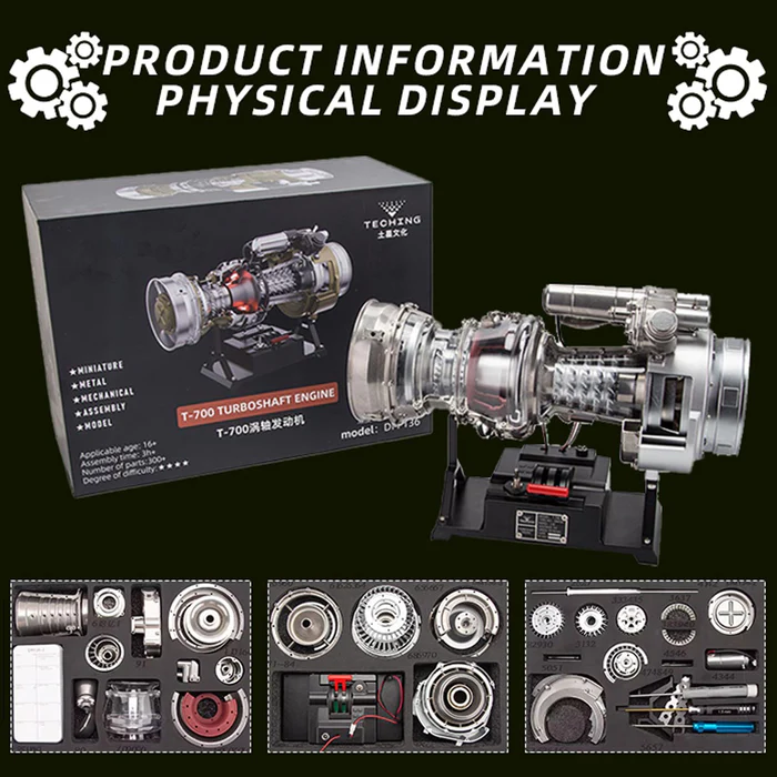 Teching T700 Turboshaft Engine Model Kit – 1:4 Scale Working Motorized Helicopter Engine Replica